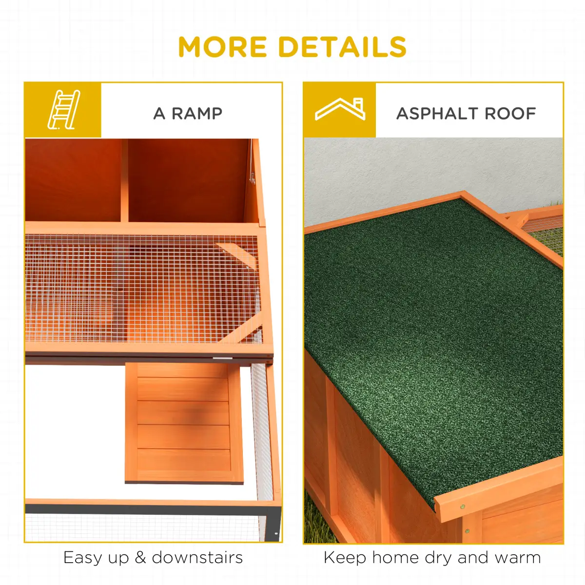Unbranded Wooden Rabbit Hutch with Run Small Animal Guinea Pig House 125.5 x 100 x 49cm - Rabbit Hutch