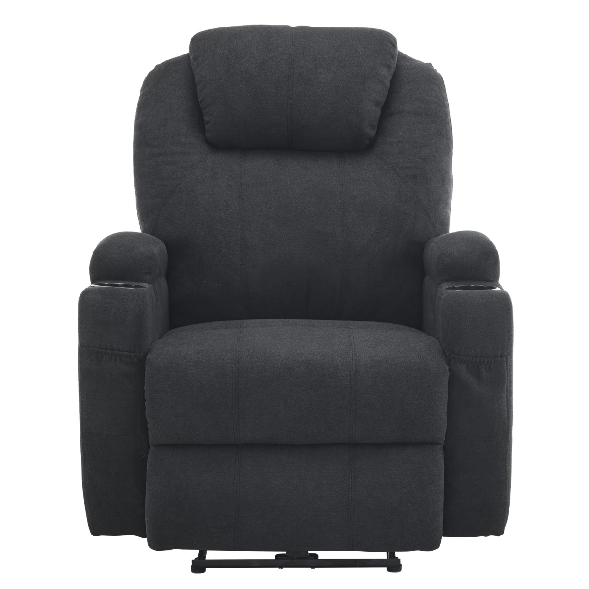 Electric Recliner Chair with 2-Point Massage & Heating, Black Fabric Indoor Functional Chair, 120kg Weight Capacity, Adjustable Reclining Chair for Living Room - from N/A