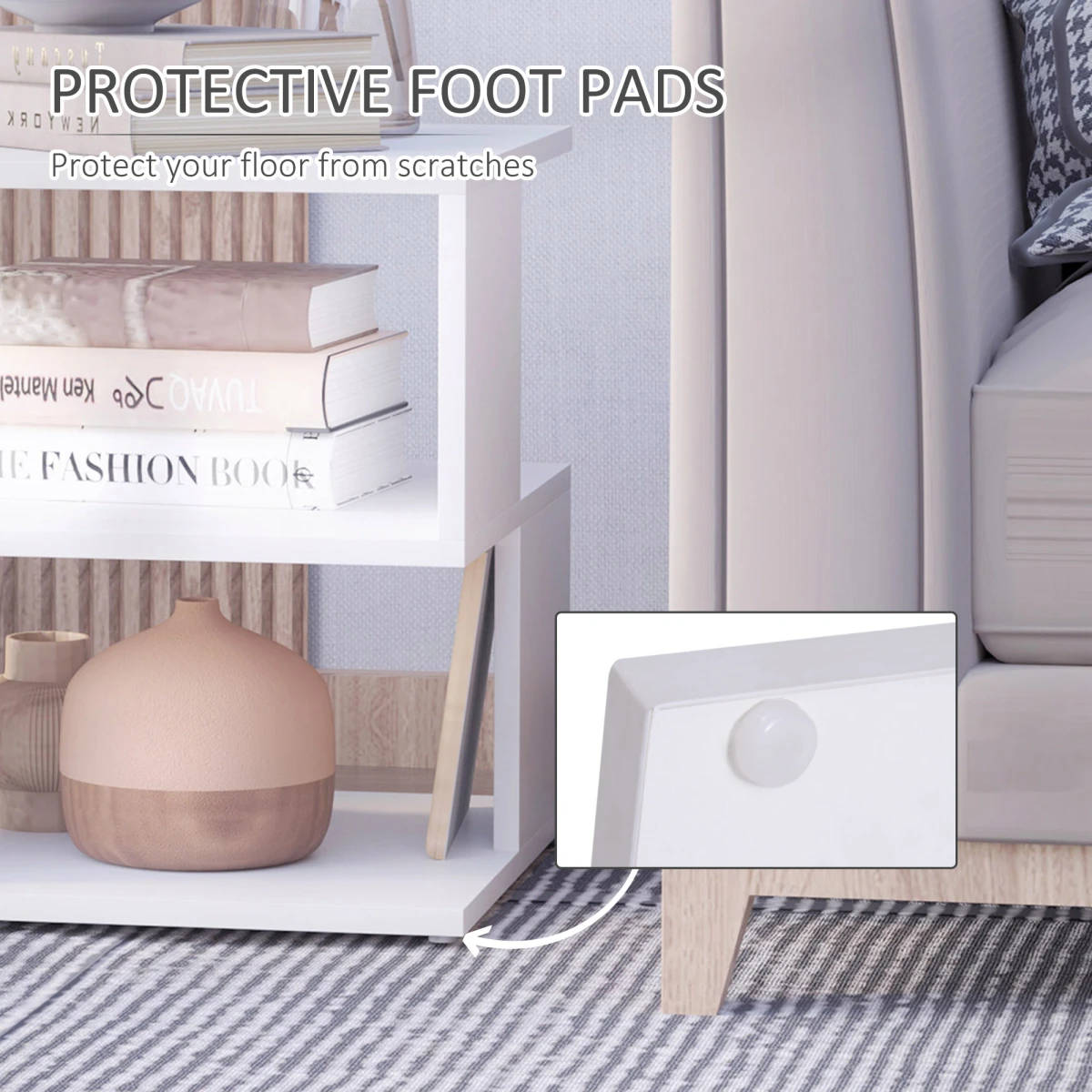 Unbranded Modern Two Tier Wood Side Table Compact Open Shelves For Living Room White Finish Sturdy Yet Lightweight - Coffee Table