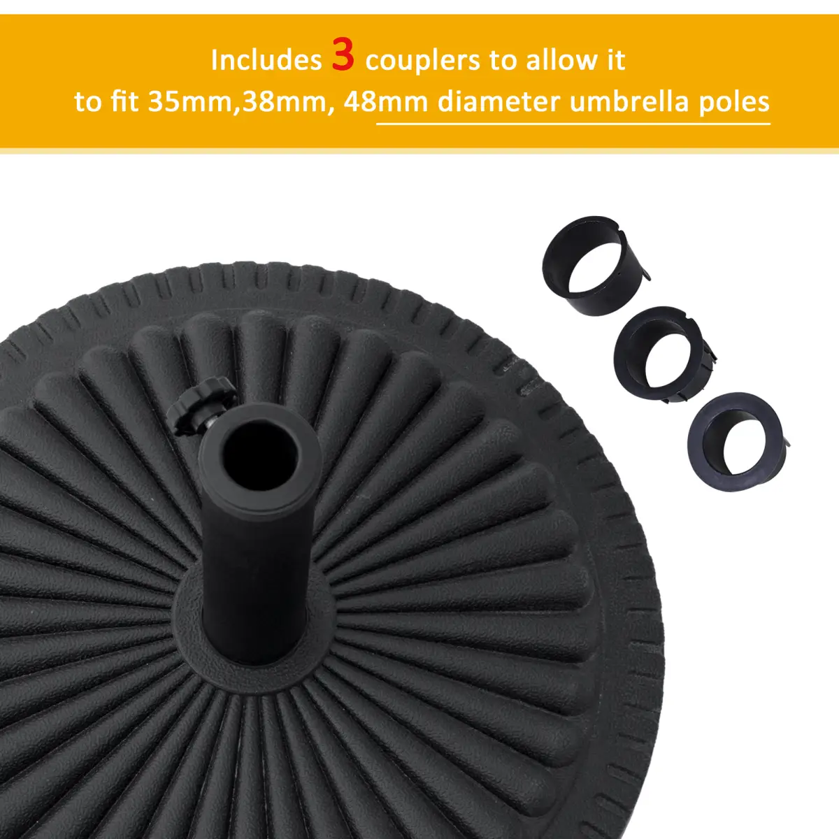 Outsunny Cement Outdoor Garden Round Parasol Base Black - Parasol