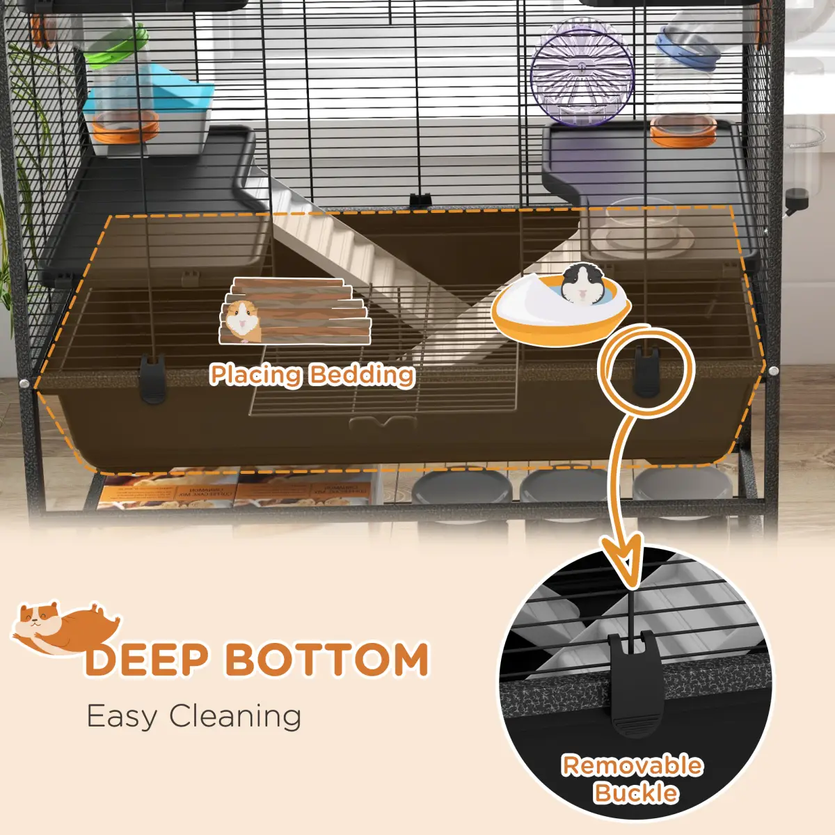 PawHut PawHut Large Hamster Cage, Rat Cage with Wheels, Tubes, Storage Shelf, Ramps - Pet Cage