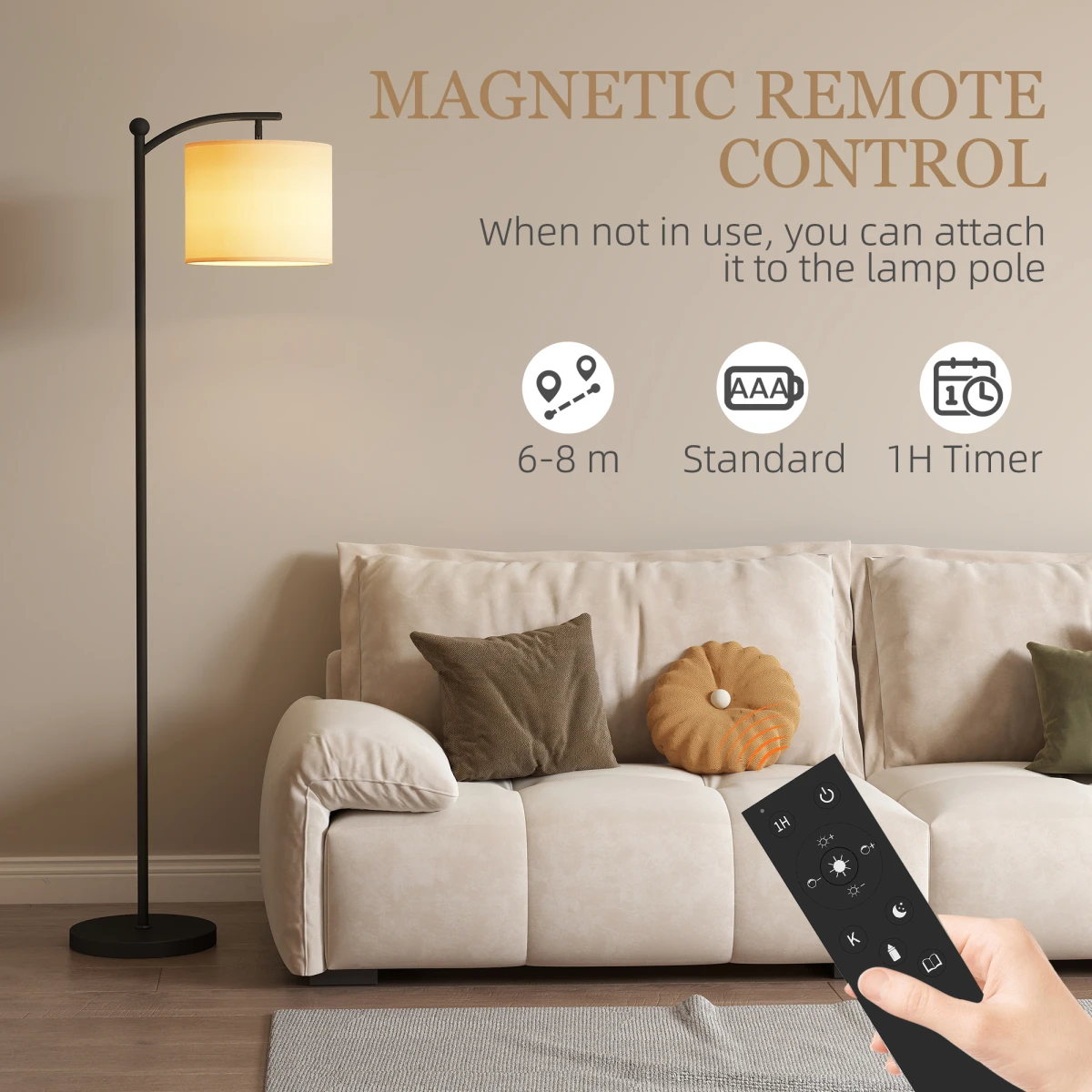 HOMCOM LED Floor Lamp with 11 Color Levels for Modern Living by HOMCOM