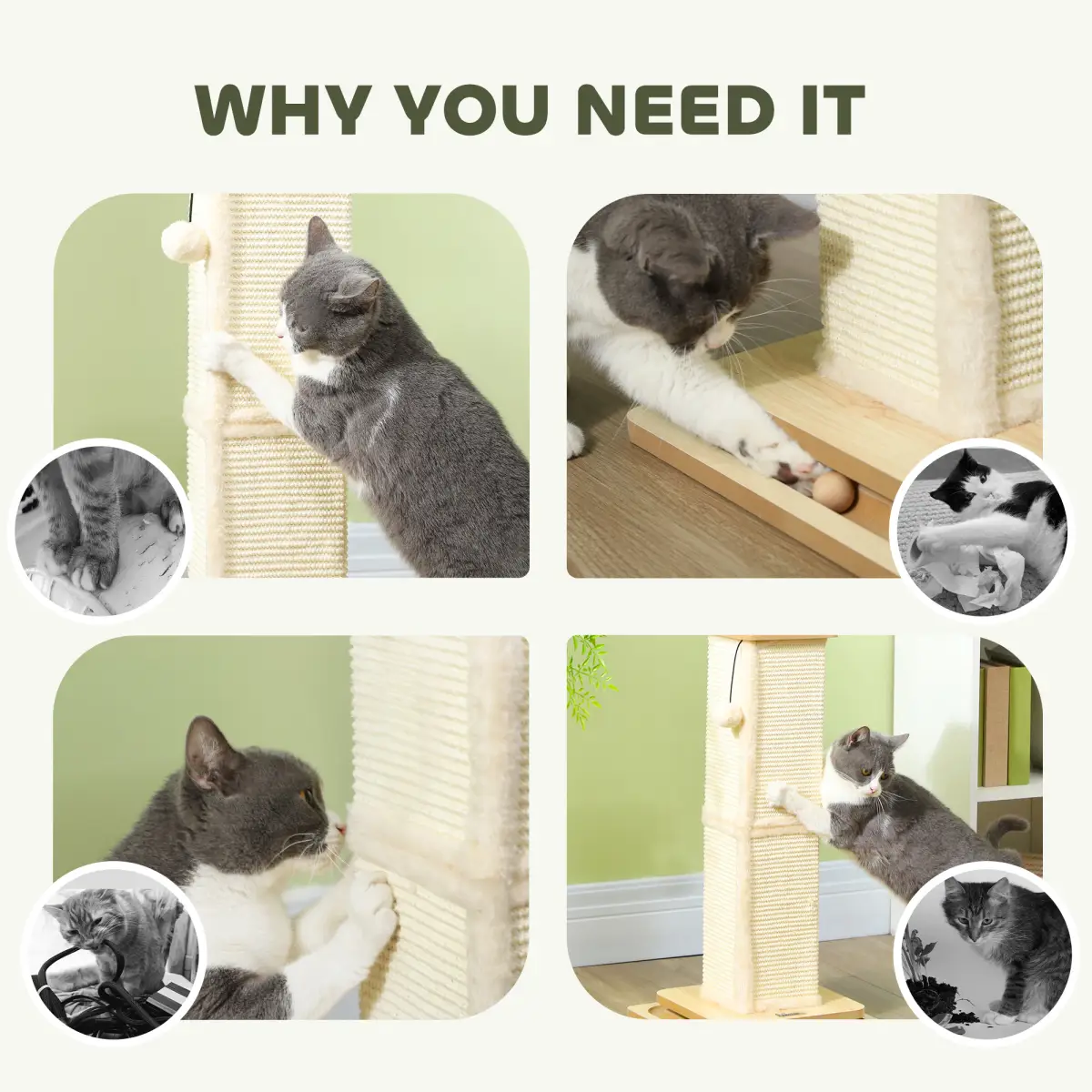 PawHut PawHut 67cm Cat Scratching Post 3 in 1 Cat Scratcher w/ Track Ball Toy - Cat Tree