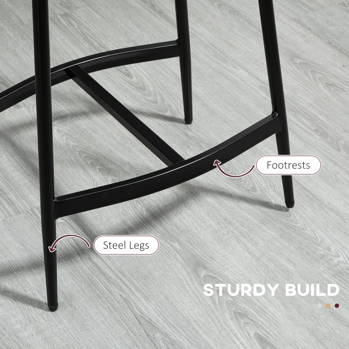 HOMCOM HOMCOM Bar Stool 89-99cm Curved Seat Grey Set of 2 - Bar Stool