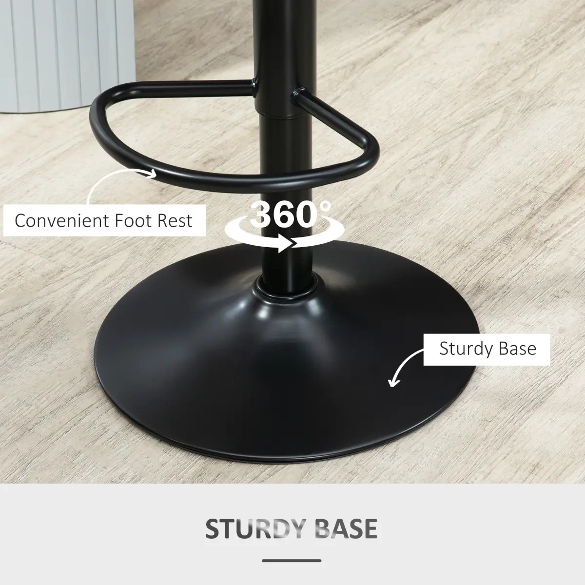 HOMCOM Barstools Set of 2 Adjustable Swivel Height PU Leather Counter Chairs Footrest - Bar Stool