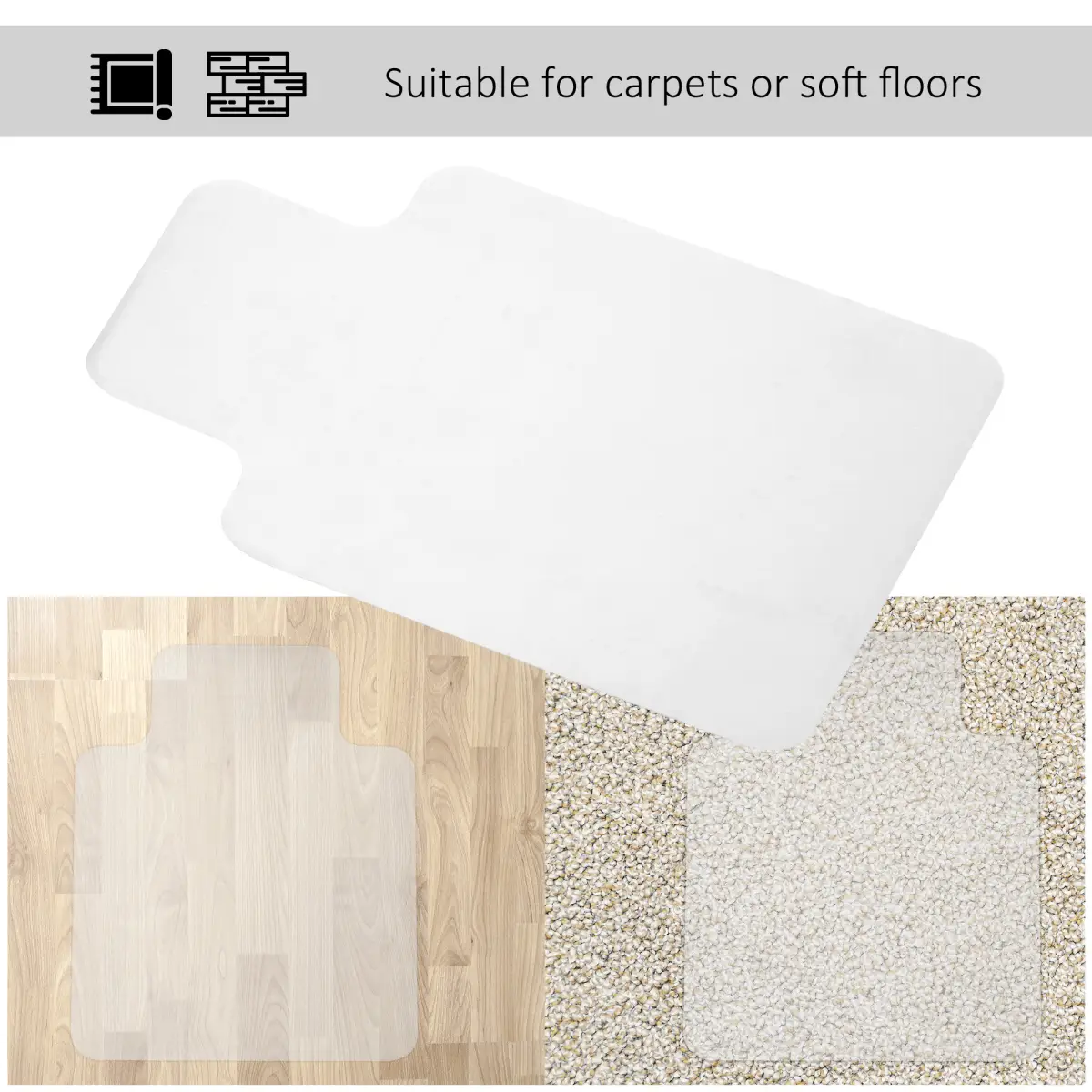 Unbranded Office Carpet Protector Chair Mat Spike Non Slip Chairmat Frosted HOMCOM - Rug