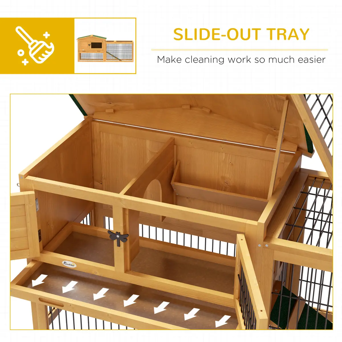 PawHut Pawhut Rabbit Hutch Pet House Outdoor Run Design w/ Water-Resistant Paint Ramp - Rabbit Hutch