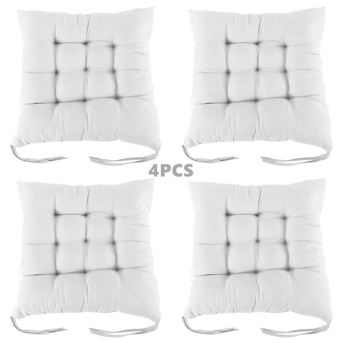 4 Pack Seat Pad Dining Room Garden Kitchen Chair Seat Cushions Tie On Plain UK - from N/A