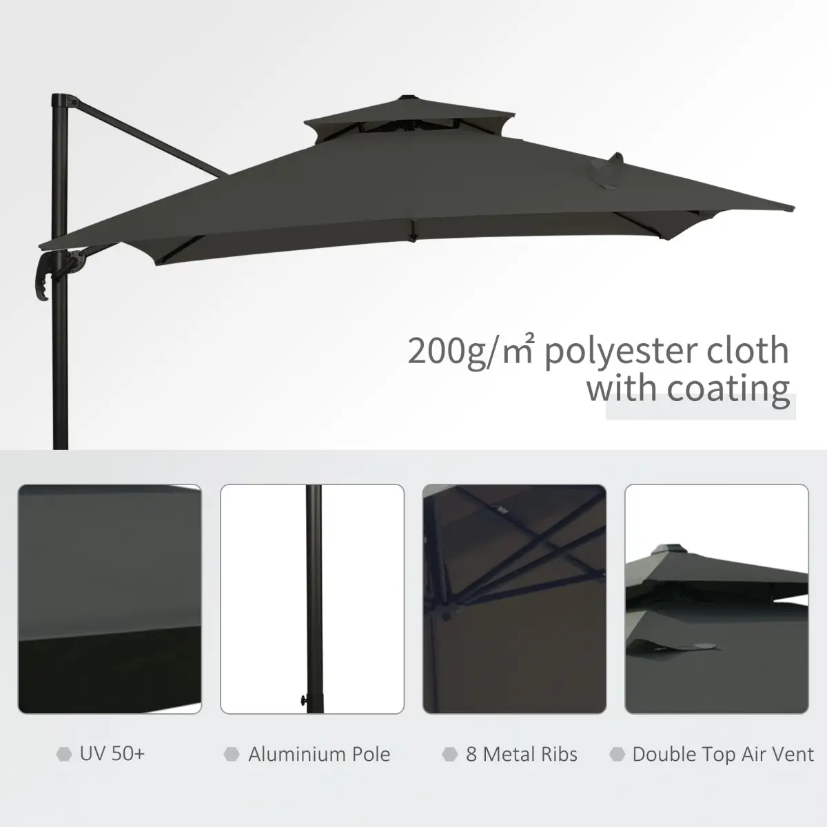 Outsunny Cantilever Parasol Roma Base Weights Kit 360 Degree With Cover For Outdoor Patios - Unbranded - Home Symphony