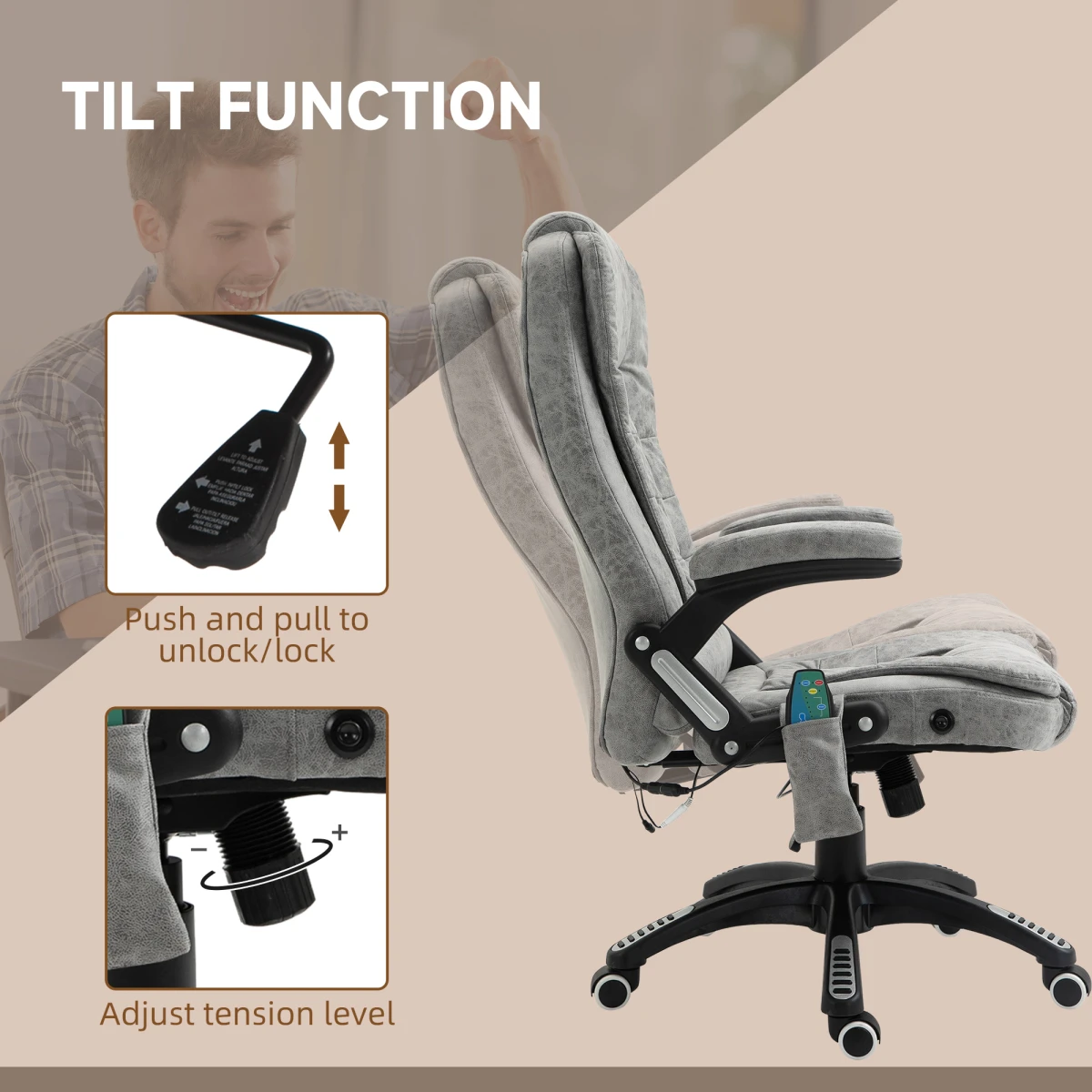 Unbranded Executive Reclining Massage Chair With Heating Six Point Back And Shoulder Massage Headrest For Home Office - Office Chair