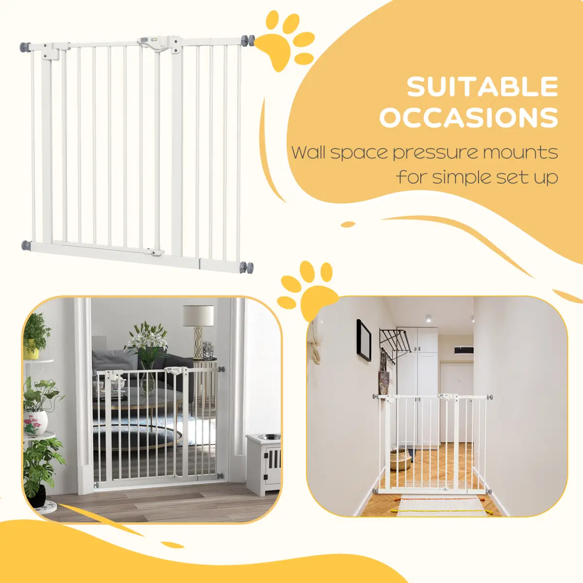 PawHut PawHut Adjustable Safety Gate w/ 1 Extensions and Four Adjustable Screws, White - Pet Gate