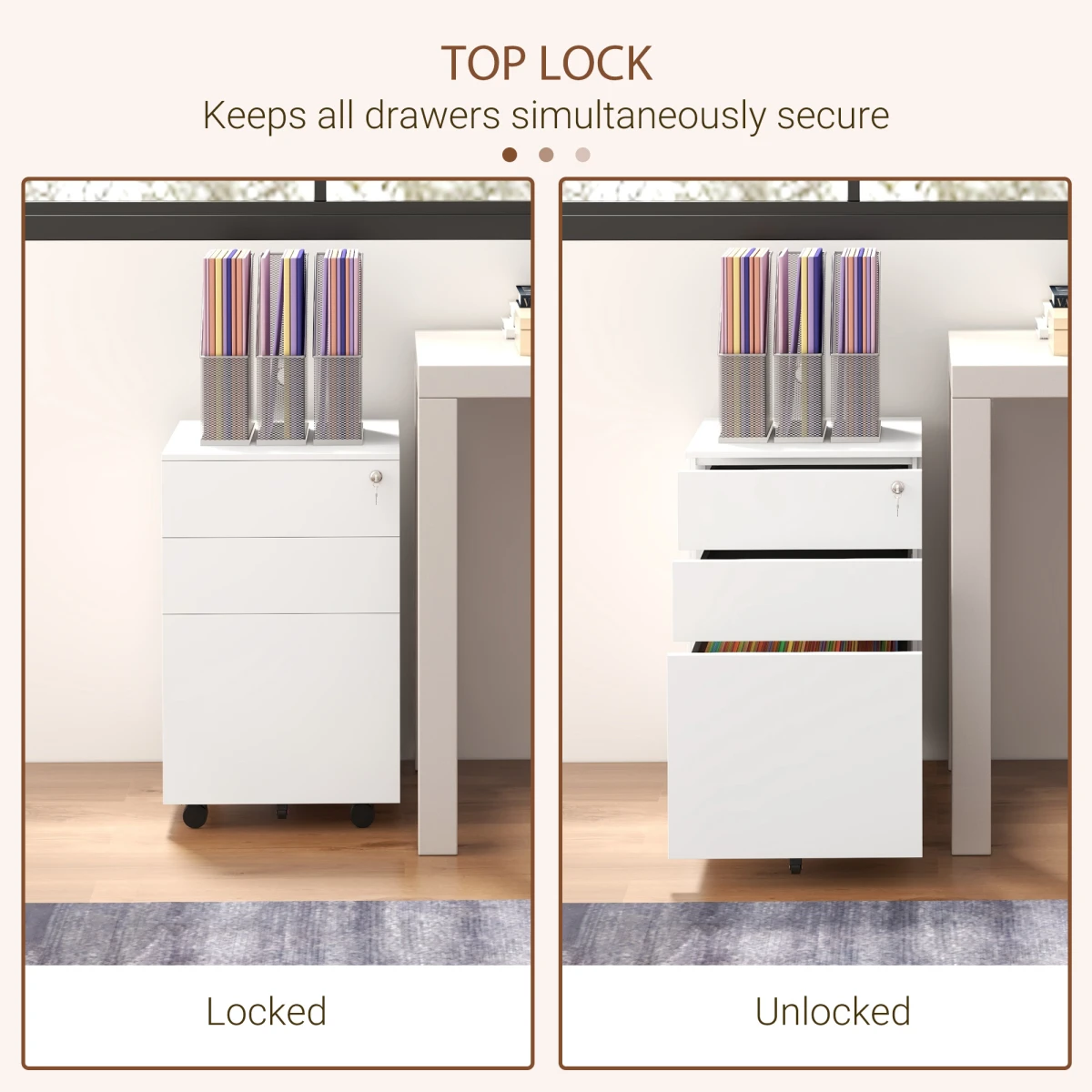 Vinsetto Vinsetto Steel File Cabinet Lock Bar Office - Filing Cabinet