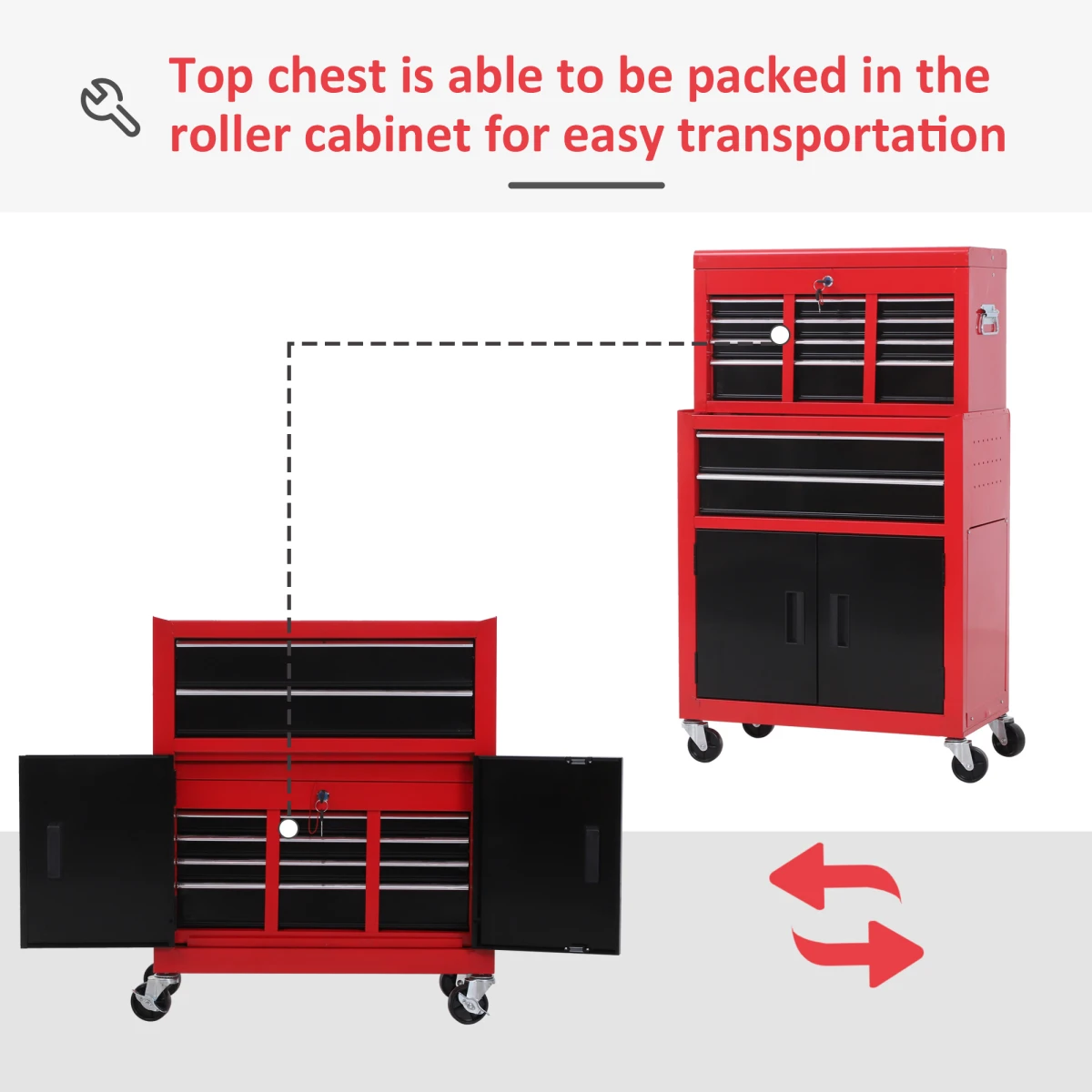 Homcom HOMCOM Tool Chest Compact Lockable Roll Garage - Chest of Drawers