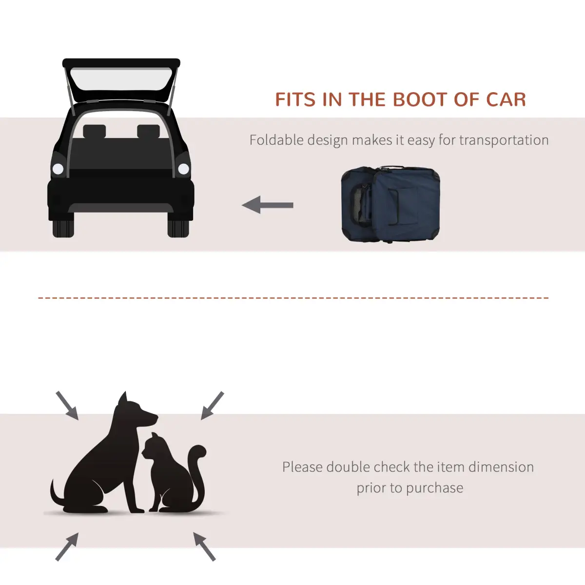 Unbranded 60cm Folding Pet Carrier Bag Soft Portable Cat Puppy Cage with Cushion Storage - Pet Carrier