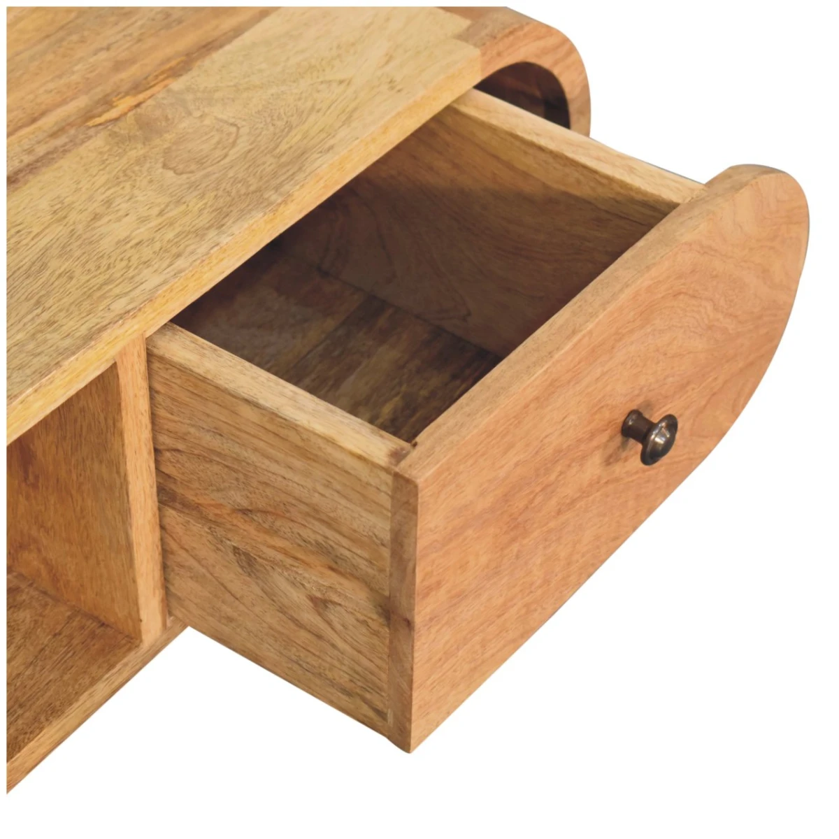 Artisan Solid Wood Circular TV Unit Beige With Two Drawers by Artisan Furniture