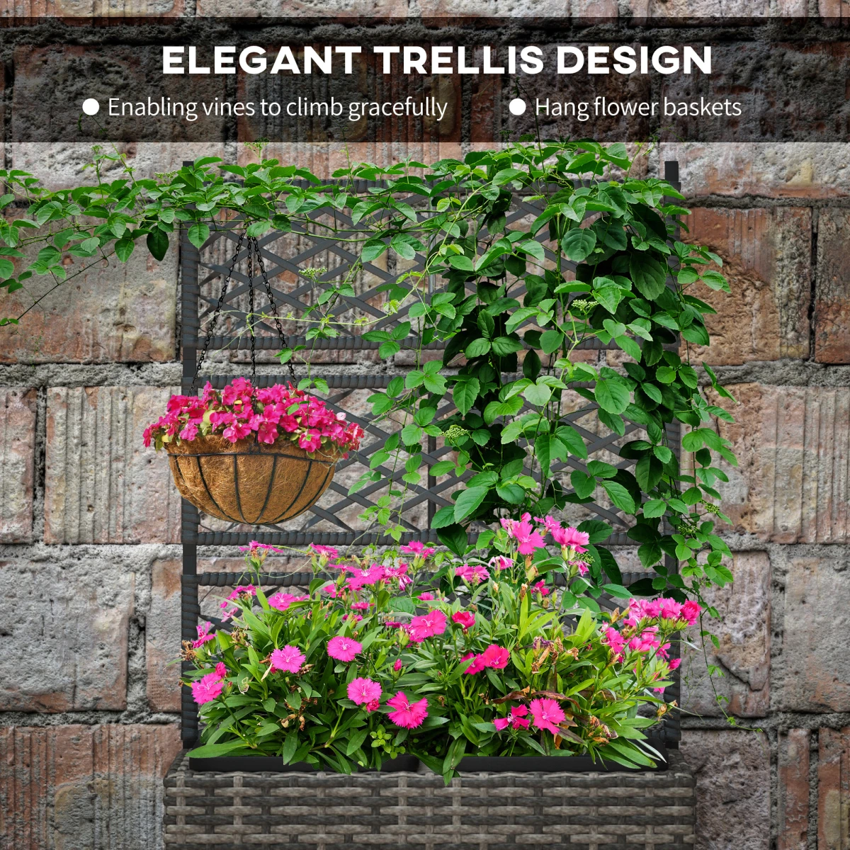 Outsunny Planter Box With Trellis 57x30x107cm Patio by Outsunny