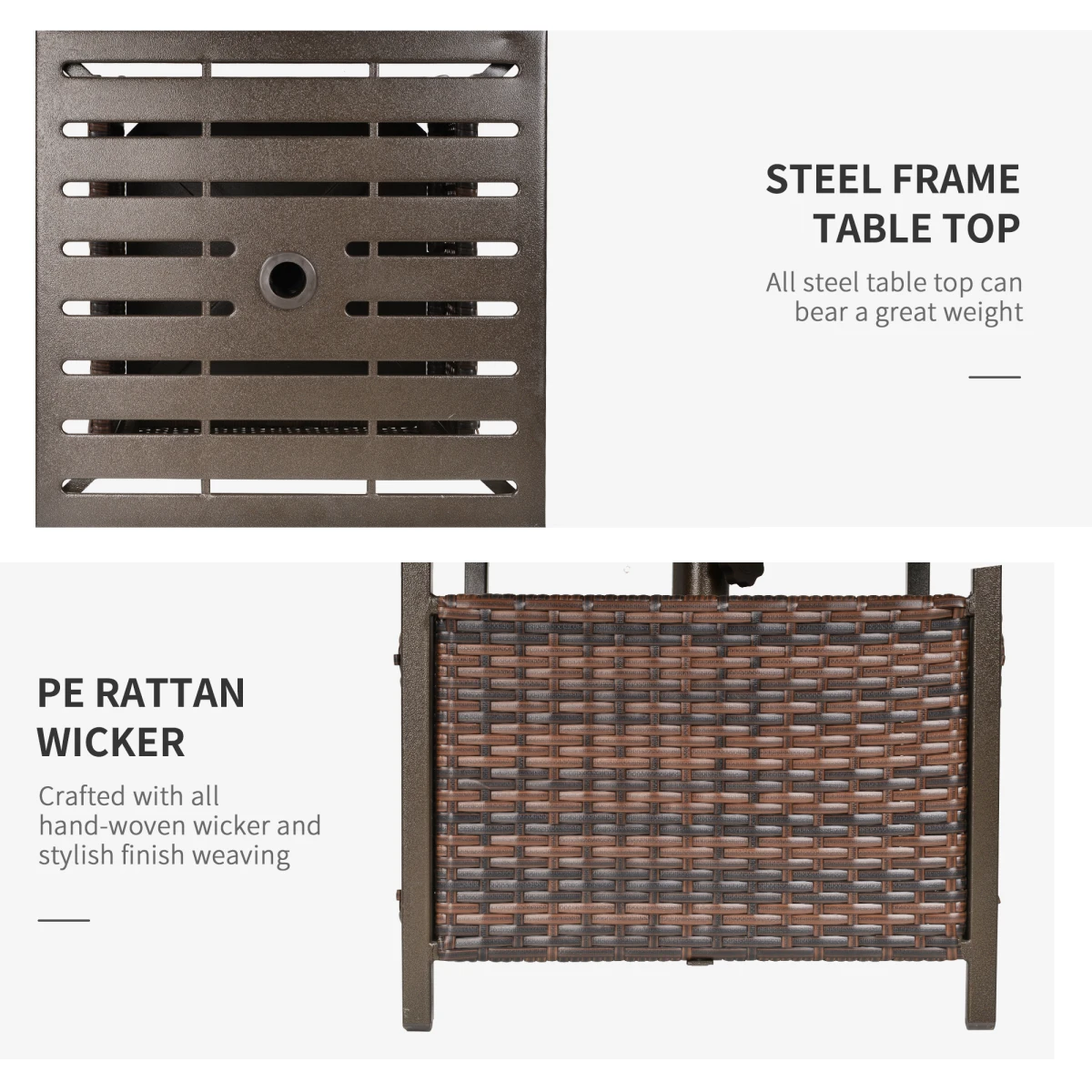Outsunny Rattan Coffee Table 24In Parasol Garden by Outsunny