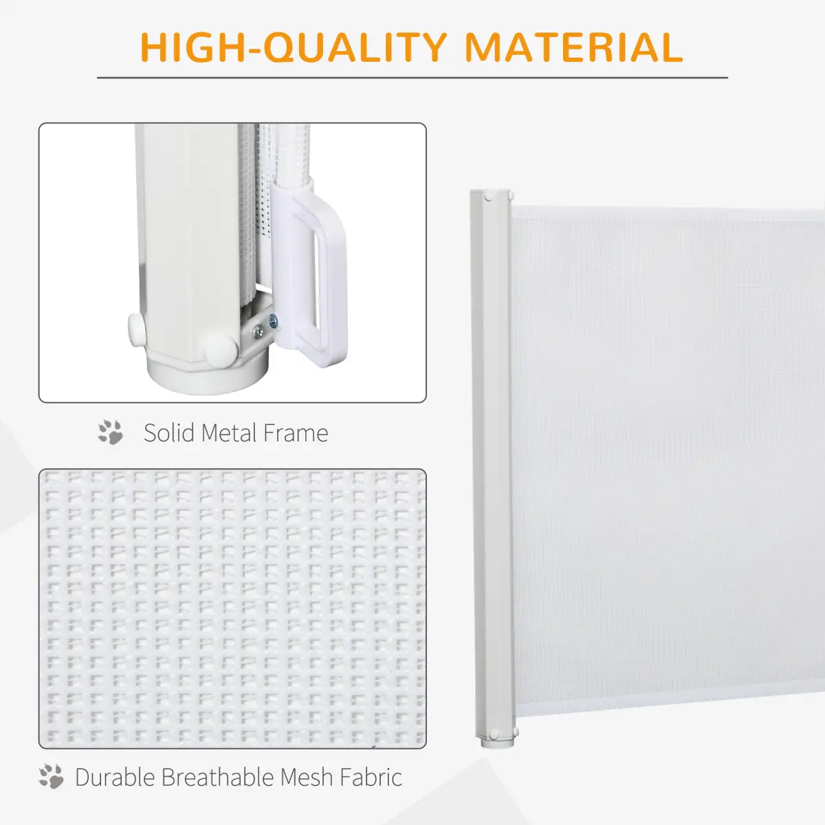 PawHut PawHut Retractable Pet Safety Gate, Folding Stair Barrier, Guard Door - White - Pet Gate