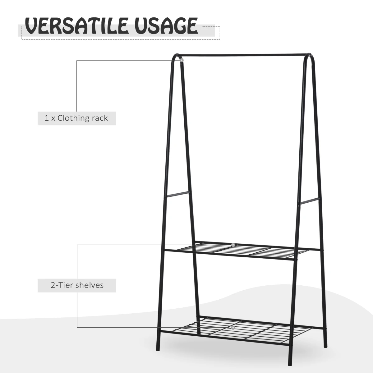 Premium A Frame Clothes Rack 2 Tier Steel Black For Home by HOMCOM