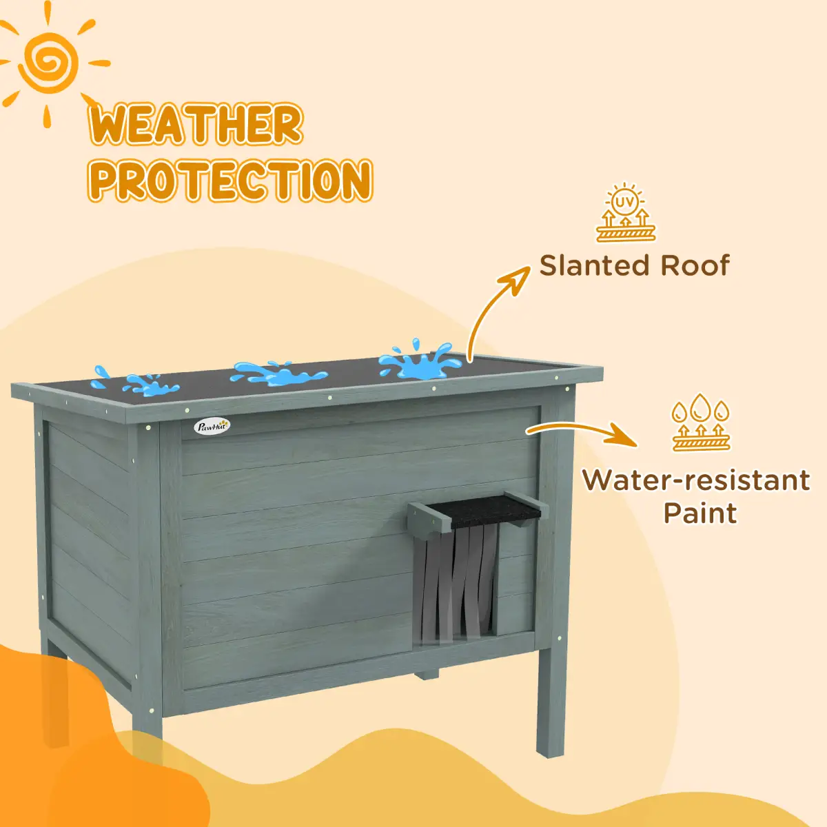 PawHut PawHut Outdoor Feral Cat House Insulated w/ Openable Roof - Charcoal Grey - Cat House