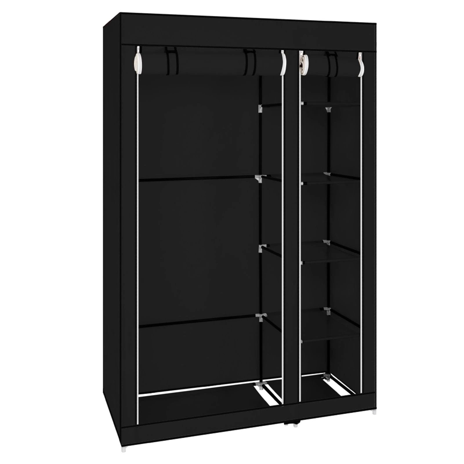 67" Portable Clothes Closet Wardrobe with Non-woven Fabric and Hanging Rod Quick and Easy to Assemble Black by N/A