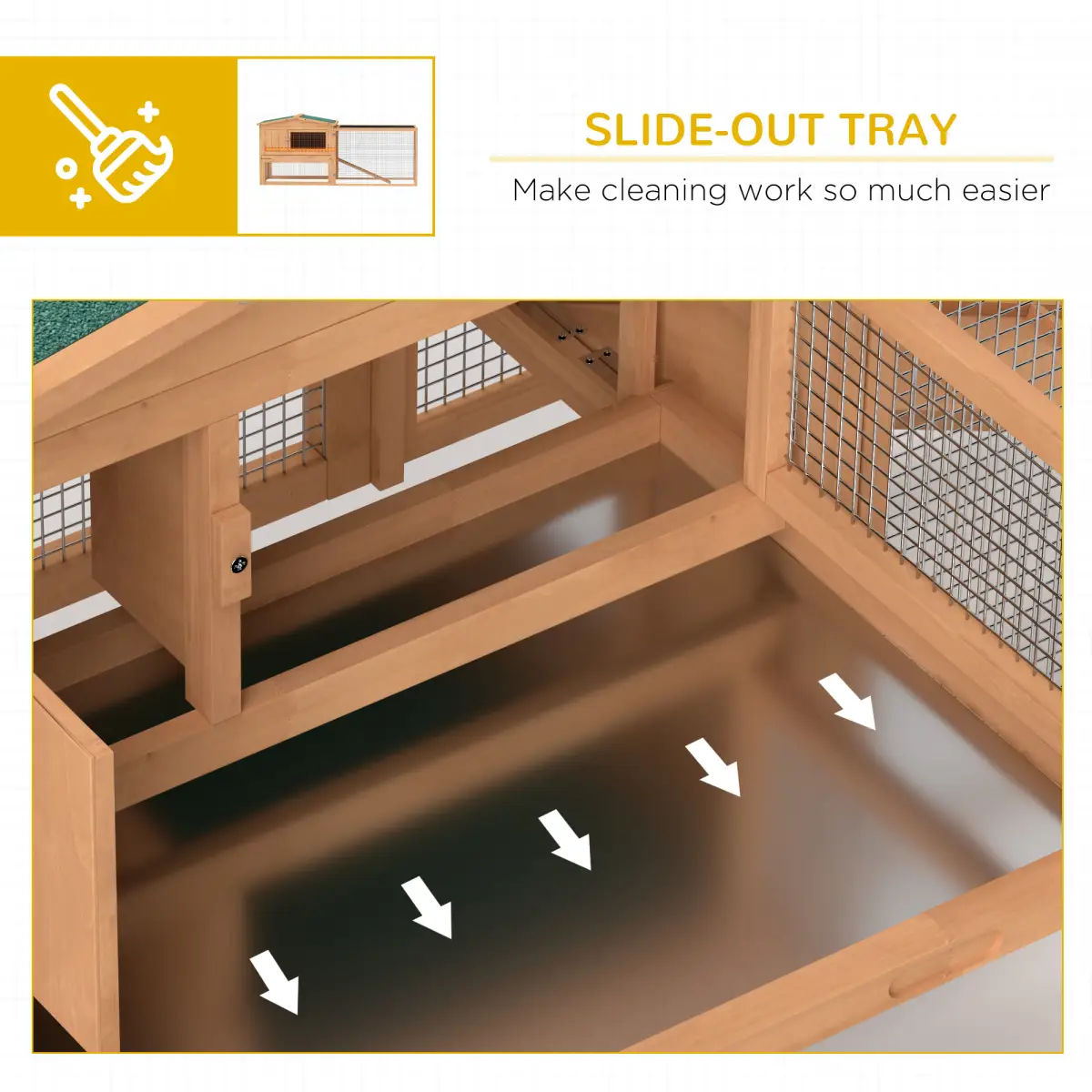 PawHut Wooden Rabbit Hutch Enclosure Run House 2 Tier Large Coop Run Pet - Rabbit Hutch