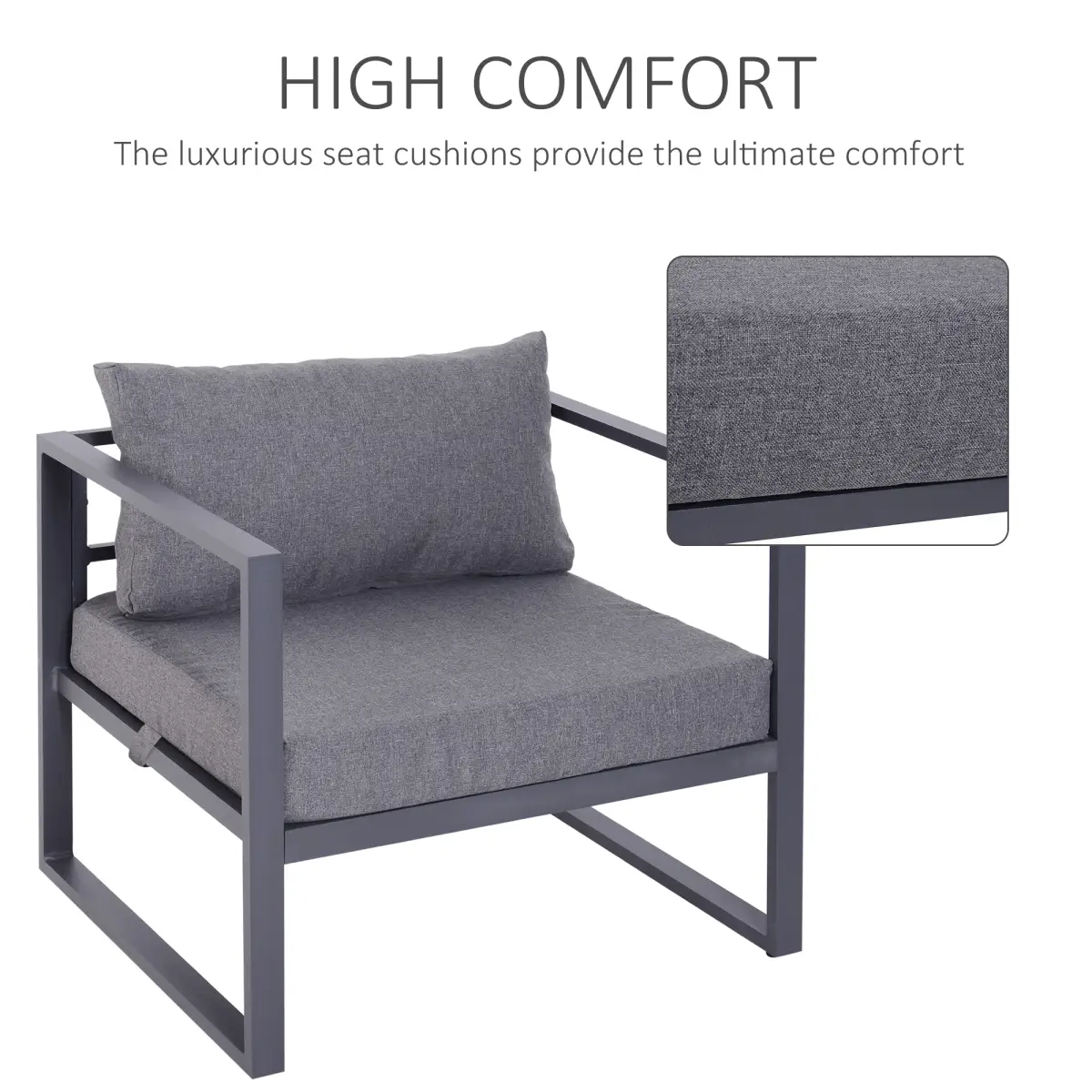 Unbranded 6pcs Garden Sectional Sofa Set Aluminum Frame Coffee Table Footstool Outsunny - Garden Sofa Sets