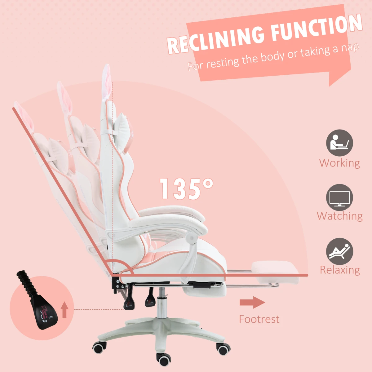 Vinsetto Racing Chair Standard Rabbit Ears Gaming by Vinsetto