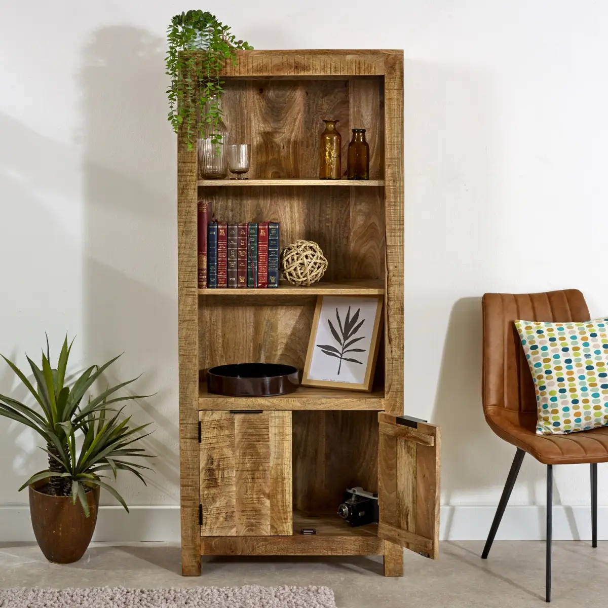 Indian Hub Surrey Solid Wood Bookcase With Doors - Bookcase