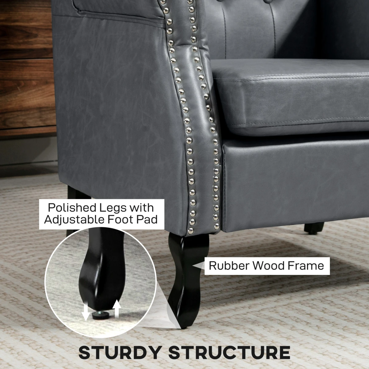 HOMCOM HOMCOM Armchair Compact Tufted Wing Back Bedroom - Armchair
