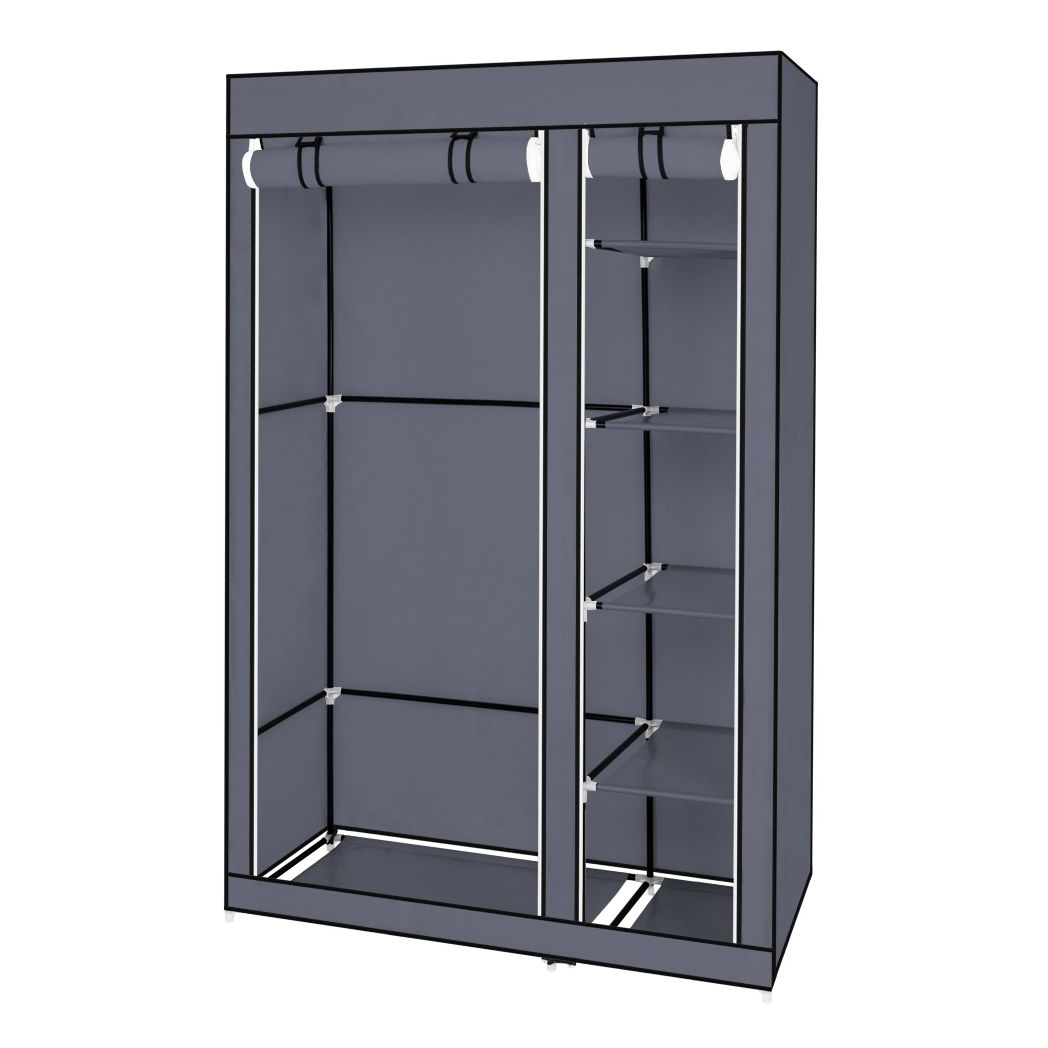 N/A 67" Portable Clothes Closet Wardrobe with Non-woven Fabric and Hanging Rod Quick and Easy to Assemble Gray -