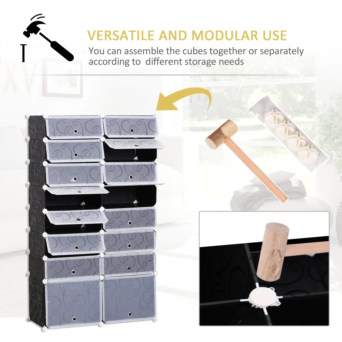 Elite 16Cube DIY Shoe Cabinet Interlock Bedroom by Unbranded