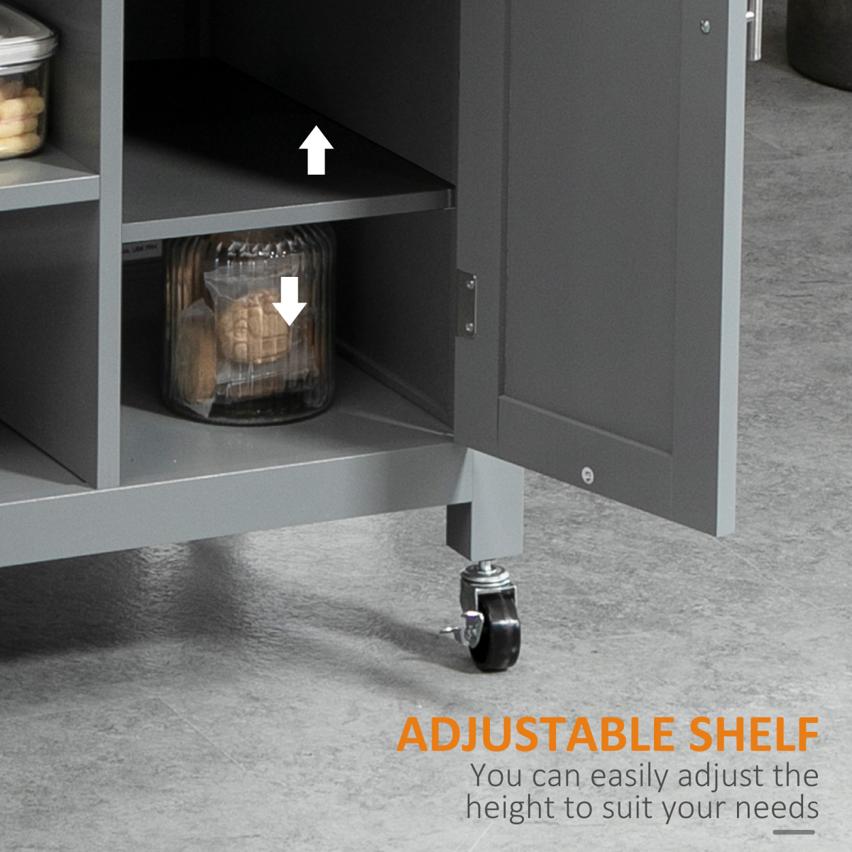 Kitchen Trolley Utility Cart on Wheels with Open Shelf & Storage Drawer Grey - from HOMCOM