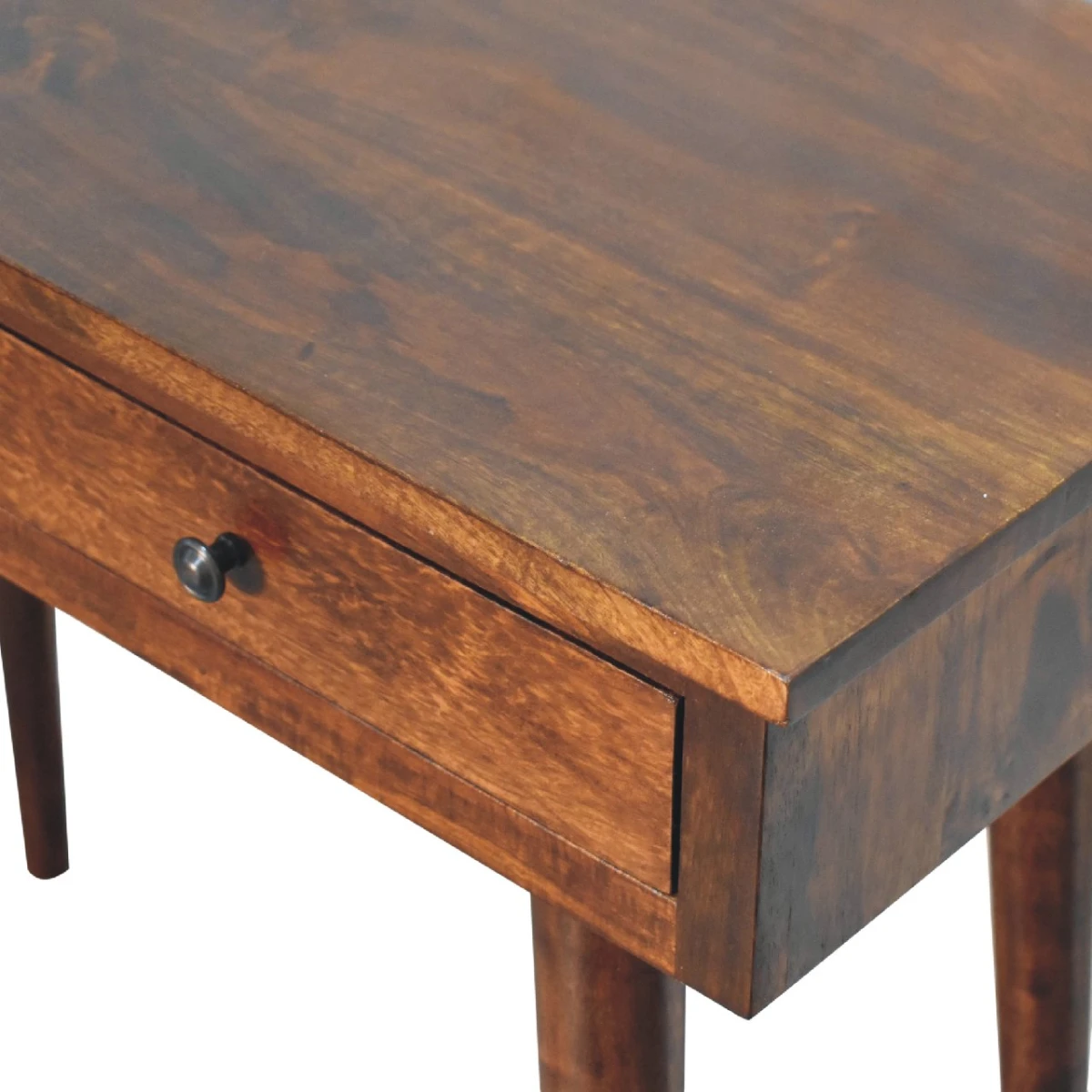 Artisan Furniture Artisan Console Table Compact Solid Mango Wood Two Drawer Chestnut Finish For Hallways - Console Table