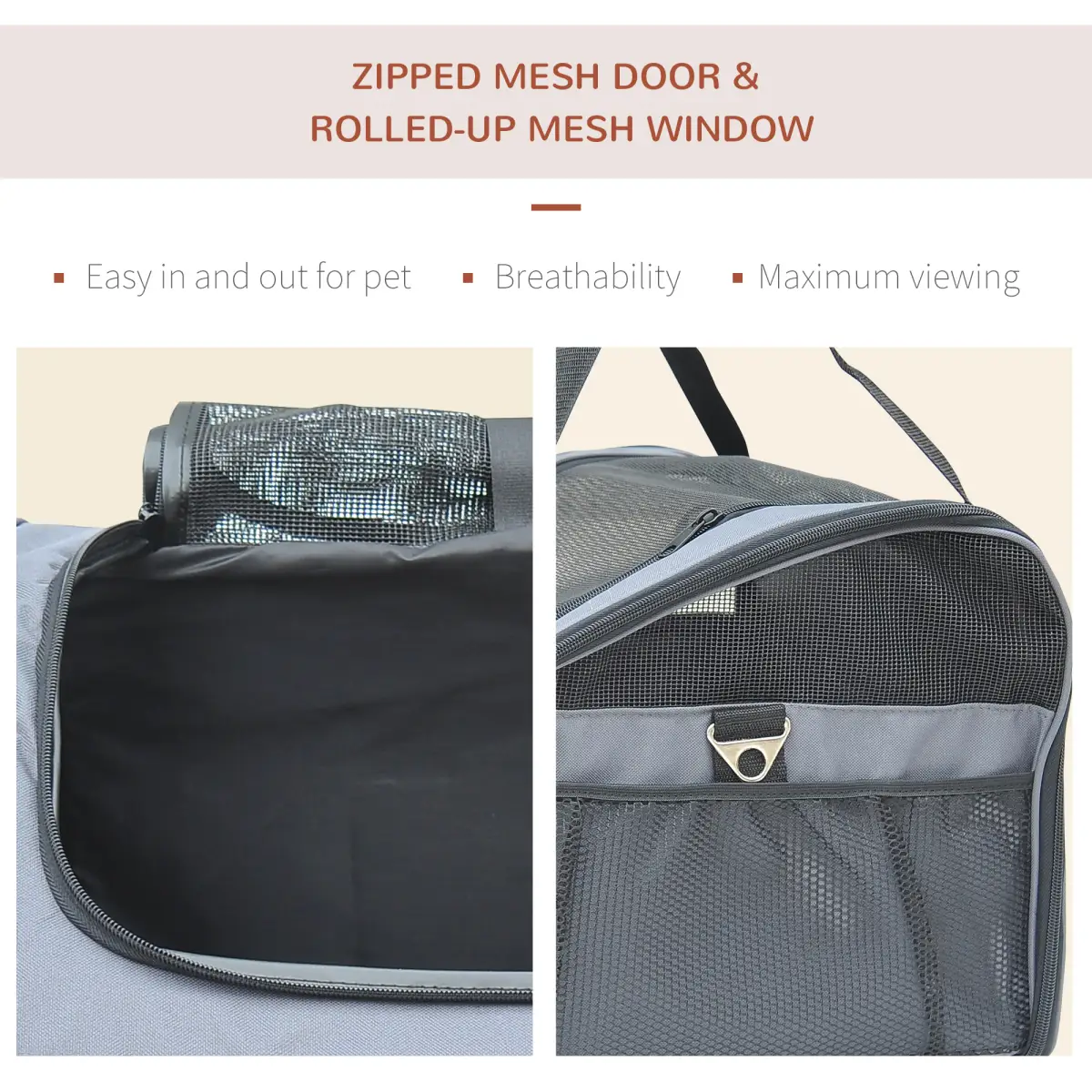 Pawhut Pets Carrier Folding Bag Car Seat Cat Dog Puppy Portable Travel Cage Mesh Holder - Pet Carrier