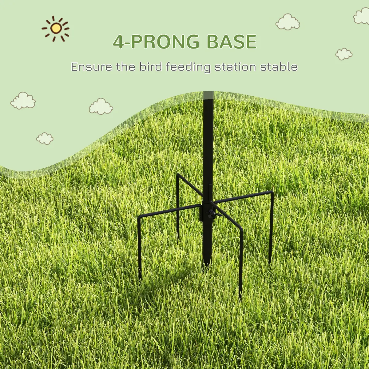 Pawhut Bird Feeding Station Kit Wild Bird Feeder Pole w/ 6 Hooks 4 Hanging Feeders - Bird Feeder