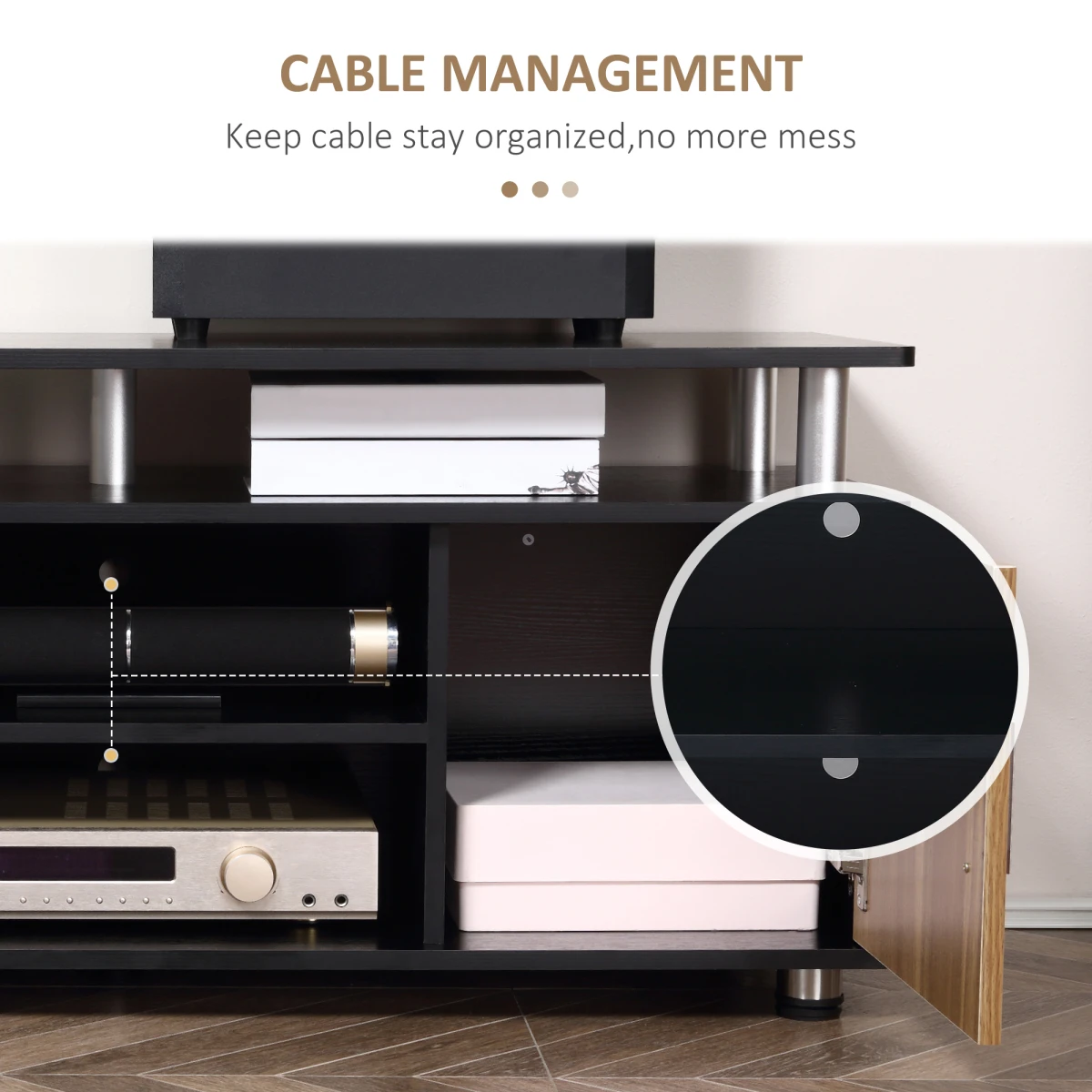 Homcom Premium TV Cabinet Stand Two Cupboards 58 Inch Walnut Home - TV Unit