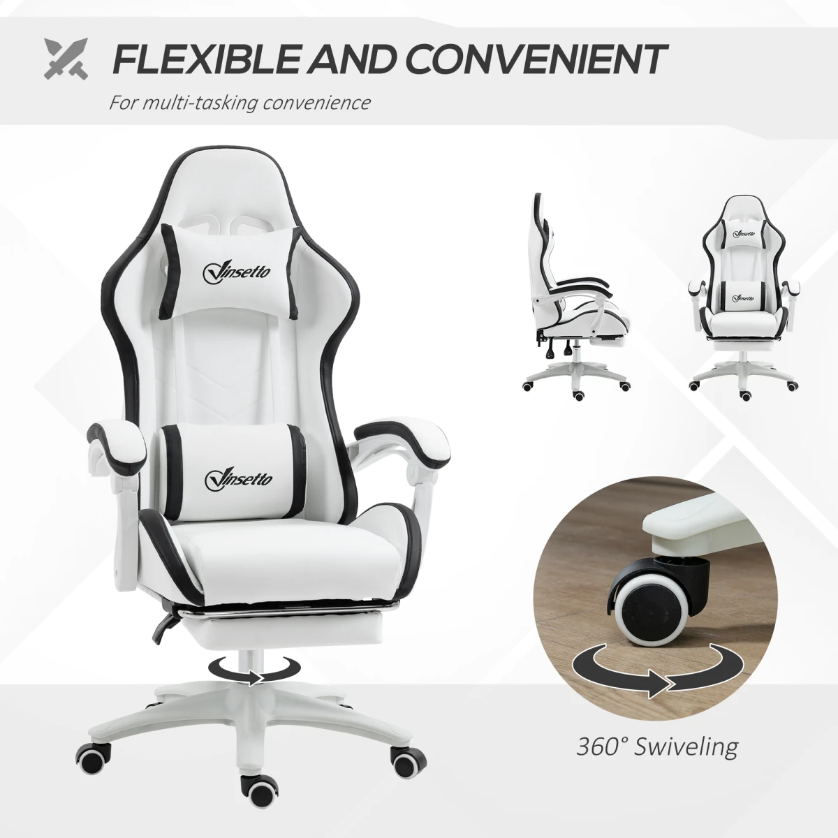 Vinsetto Racing Chair Slim Recline Footrest by Vinsetto
