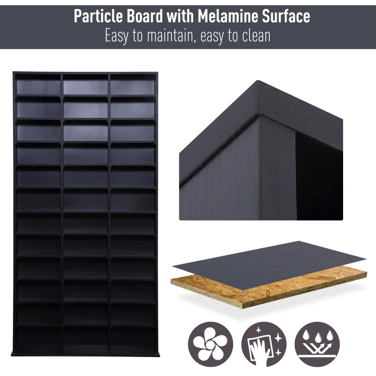 Unbranded HOMCOM CD DVD Media Storage Shelves Display Shelf Racks Wooden Frame Black - Wine Rack