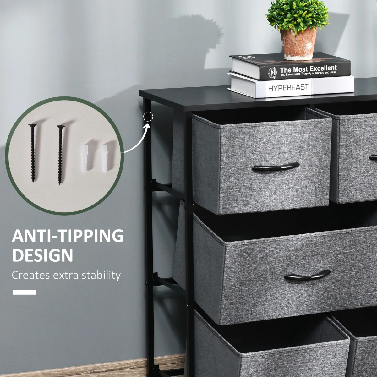 HOMCOM Dresser 8 Drawer Fabric Bedroom by HOMCOM