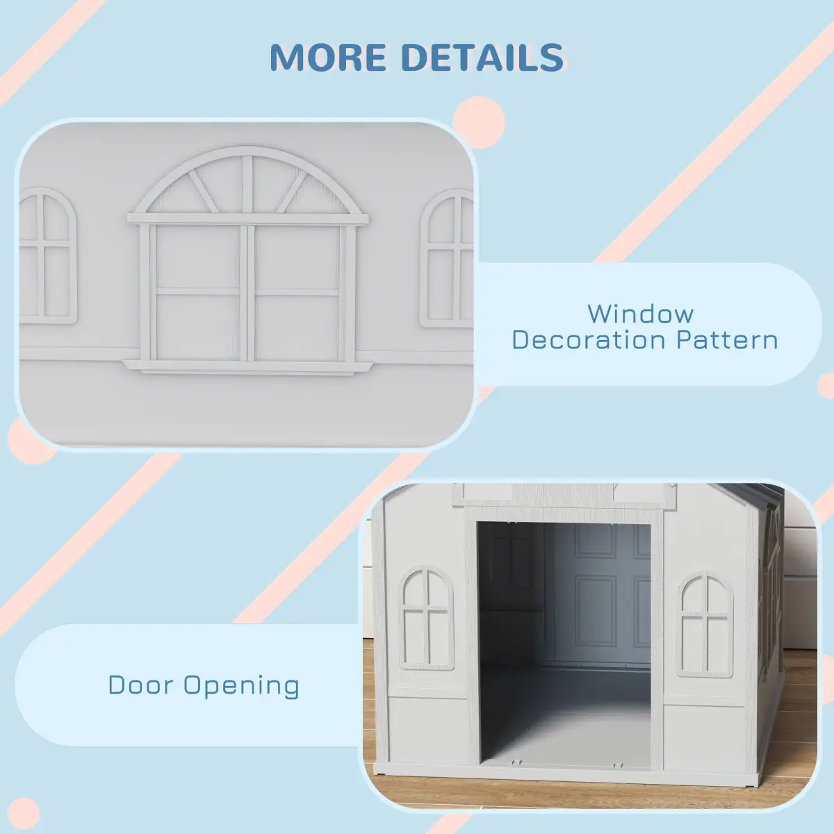 PawHut PawHut Weather-Resistant Dog House, Puppy Shelter for Medium Dogs - Grey - Dog Kennel