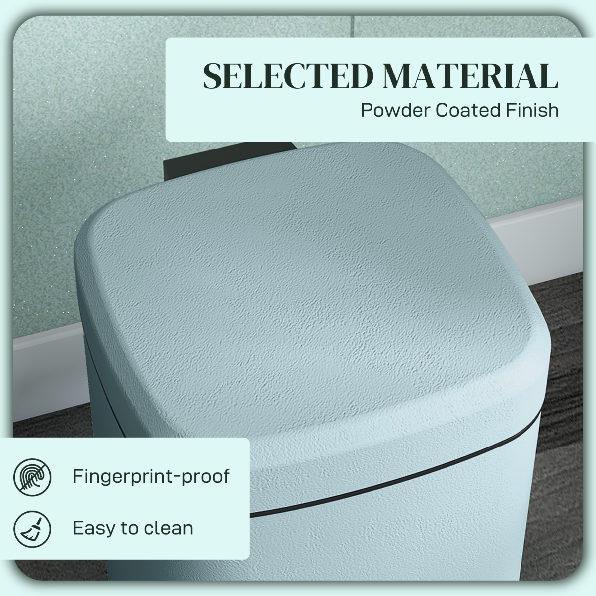HOMCOM 12L Kitchen Pedal Bin, Metal Rubbish Bin with Soft-close Lid, Light Green - from PawHut