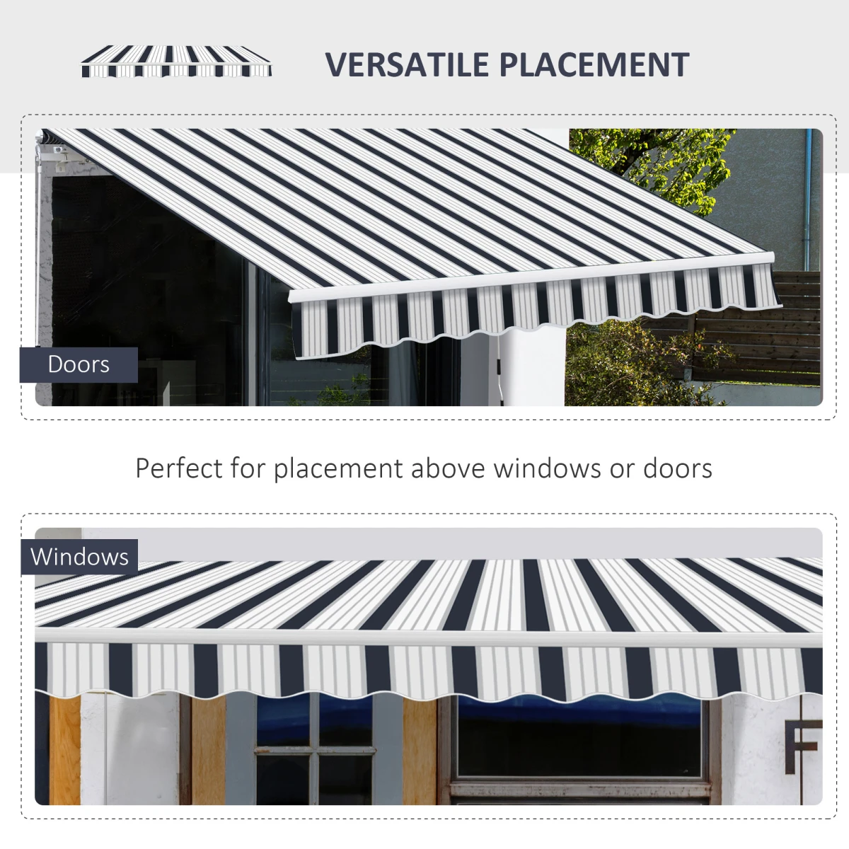 Outsunny Manual Retractable Awning 4x3m With Chain Drive And Crank For Patio Shade by Outsunny