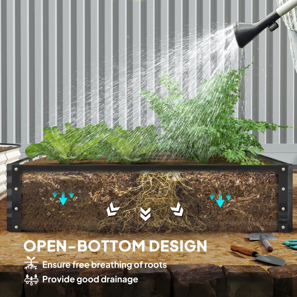 Sturdy Raised Garden Bed 120x120cm Open Bottom for Gardeners by Outsunny