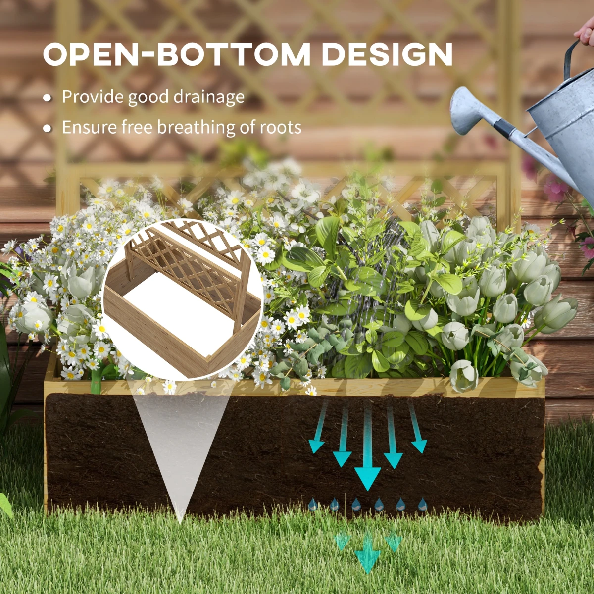 Outsunny Trellis Planter 60x40x80cm Back Trellis Climbers by Outsunny