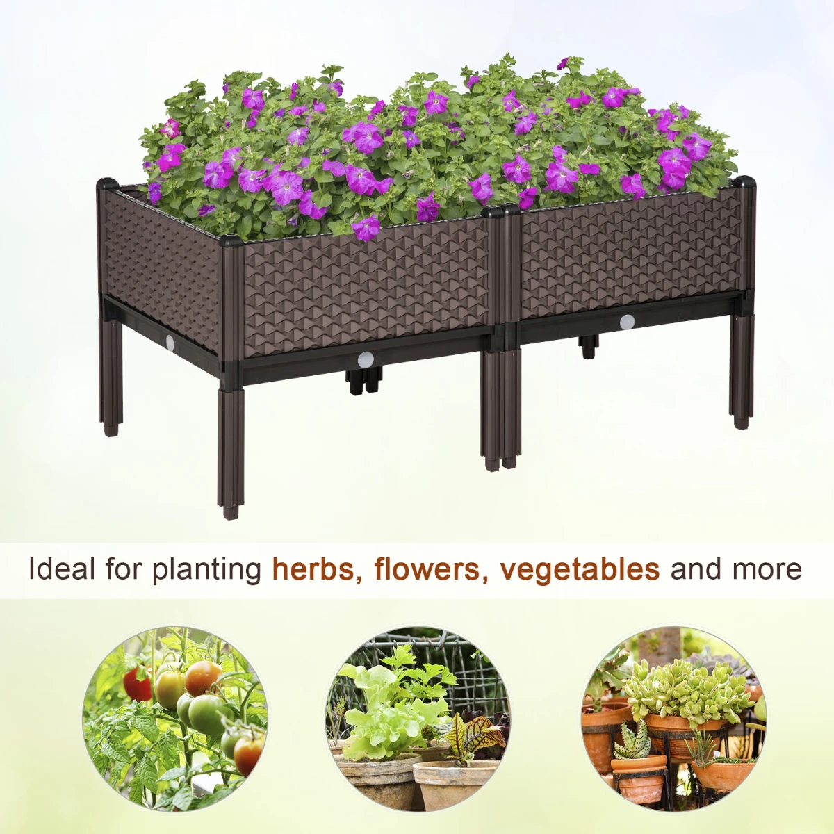 Outsunny Raised Garden Bed Set of 2 for Balcony Gardening by Outsunny