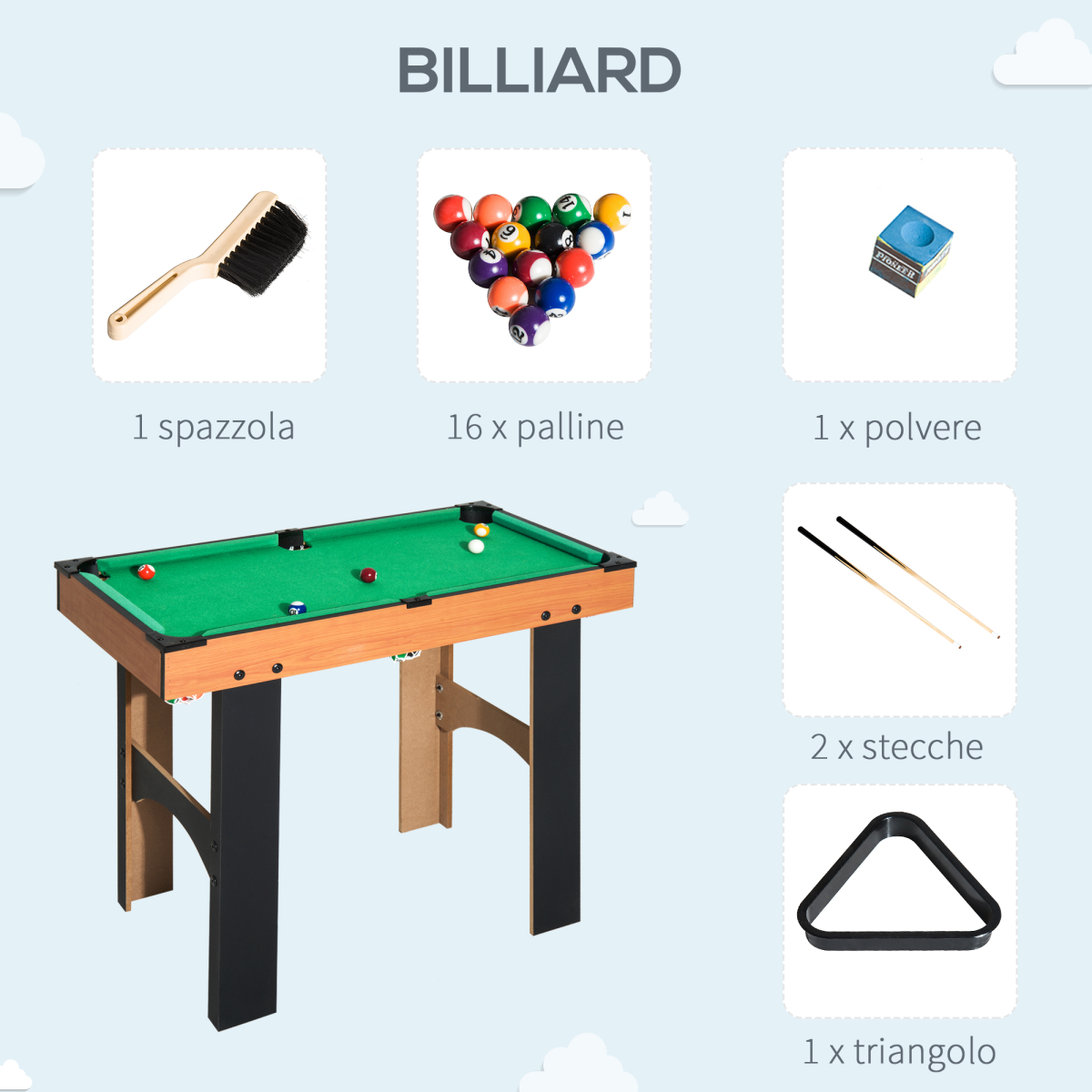 HOMCOM 4-In-1 Multi Games Table with Tennis Billiard Foosball Hockey 2 Types - from HOMCOM