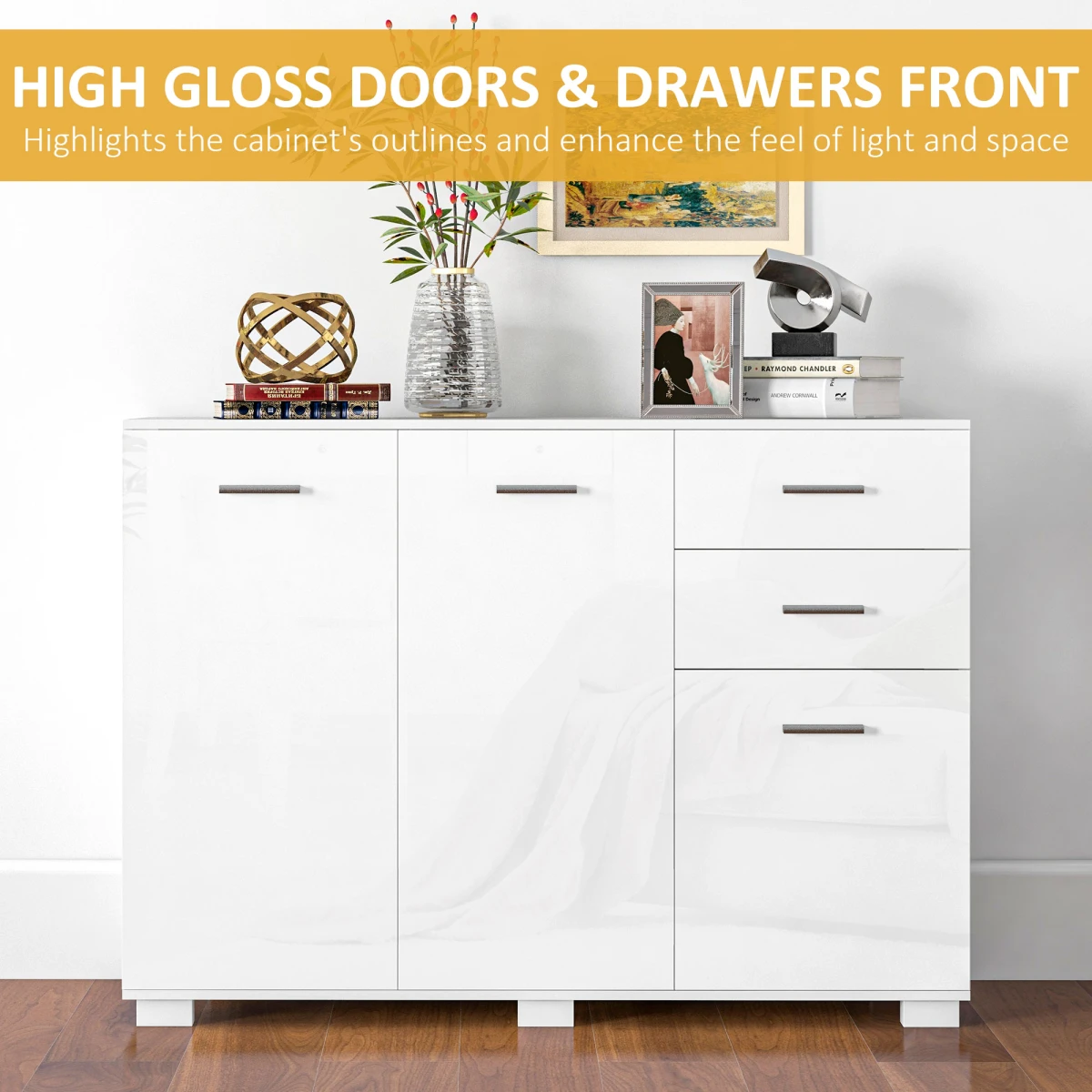 HOMCOM HOMCOM White Sideboard 2 Drawers Kitchen Storage - Sideboard