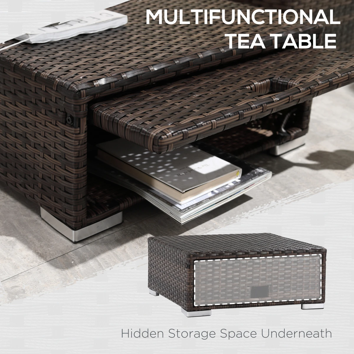 Top Rattan Sofa Set 4-Seater With Storage Patio by Outsunny