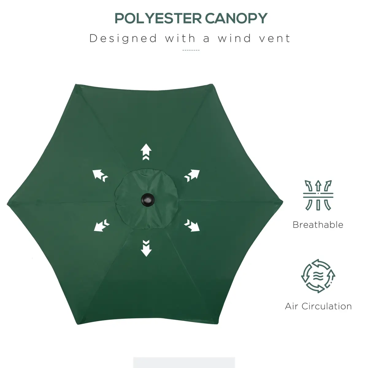 Outsunny 1.96m Parasol Patio Umbrella, Green - Parasol